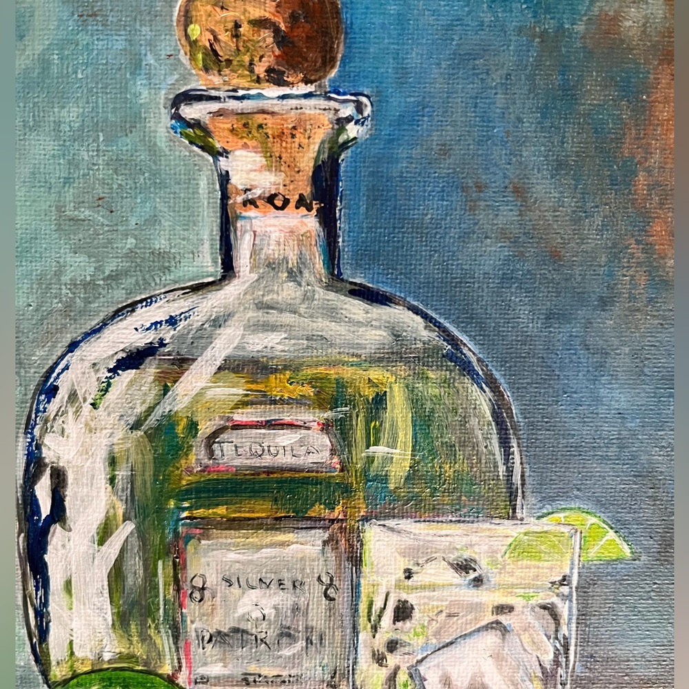 Original acrylic of tequila and lime, 8x10 flat canvas - Picture 6 of 7